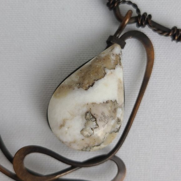 Bronze Natural Stone Choker Statement Necklace - Picture 4 of 9